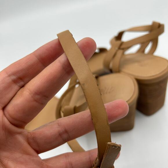 Madewell Loli Sandals 8.5 Tan Leather Ankle‑Strap Block Heel Strappy Amber Clay - Picture 13 of 15